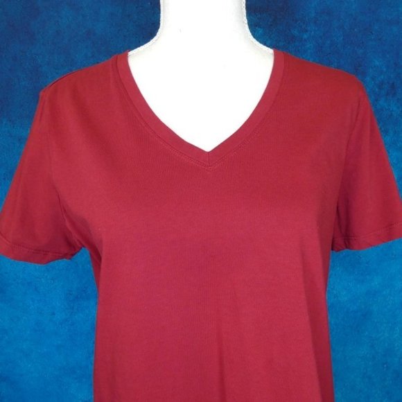 Eddie Bauer Cranberry Short Sleeve VNeck Tee Large - Picture 3 of 8